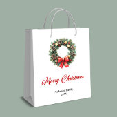 Traditional Christmas wreath gift bag personalized Medium Cadeauzakje
