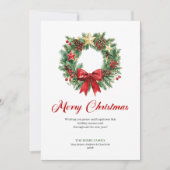 Traditional Christmas Wreath Holiday Greeting Card Feestdagenkaart (Voorkant)