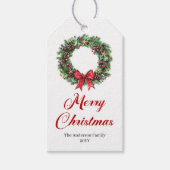 Traditional Christmas Wreath Holiday Label Cadeaulabel (Voorkant)