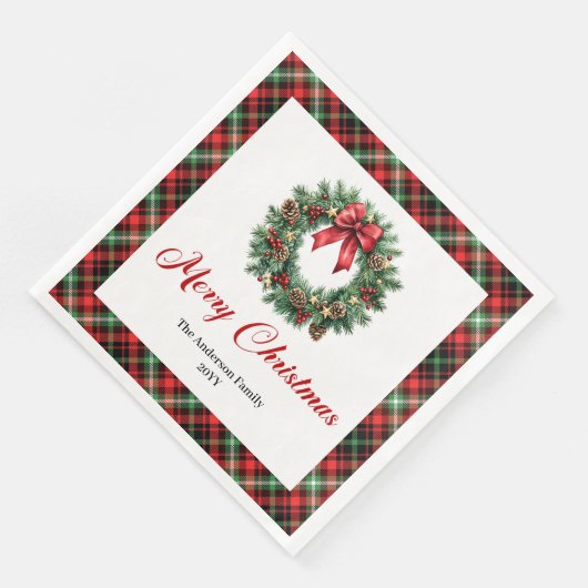 Traditional Christmas Wreath Napkins Personalized Servet (Hoek)