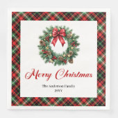 Traditional Christmas Wreath Napkins Personalized Servet (Voorkant)