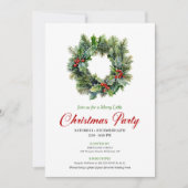 Traditional Christmas Wreath Party Invitation Kaart (Voorkant)
