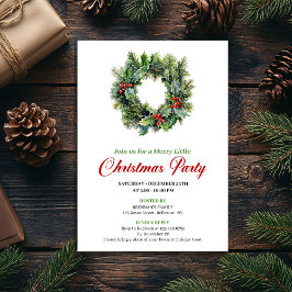 Traditional Christmas Wreath Party Invitation Kaart