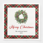 Traditional Christmas Wreath Red Green Napkins Servet (Voorkant)