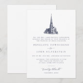 Traditional Church Illustration Formal Wedding Kaart (Voorkant / Achterkant)