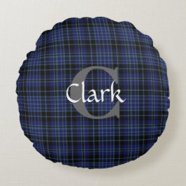 Traditional Clark Tartan Monogrammed Pillow Rond Kussen
