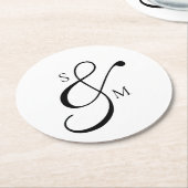 Traditional Classic Ampersand Monogram Wedding Ronde Kartonnen Onderzetter (Gebogen)