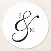 Traditional Classic Ampersand Monogram Wedding Ronde Kartonnen Onderzetter (Voorkant)