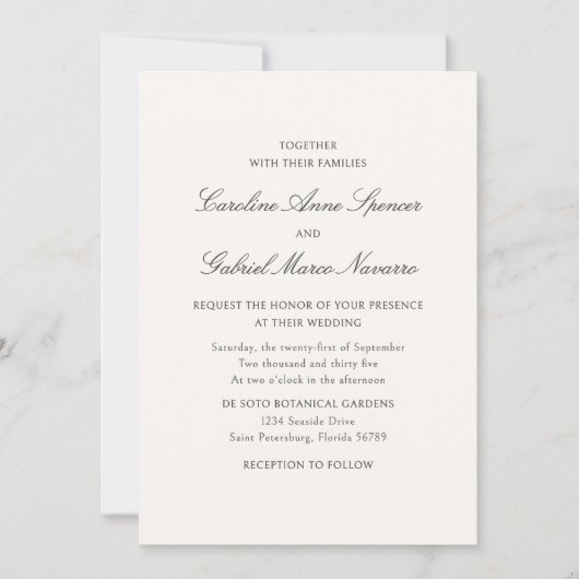 Traditional Classic Simplistic Wedding Invitation Kaart (Voorkant)