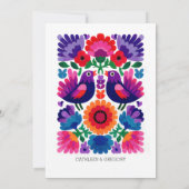 Traditional Colorful Folk Vibrant Pattern Wedding Kaart (Achterkant)