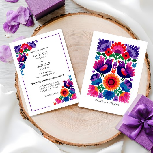 Traditional Colorful Vibrant Folk Art Wedding Kaart