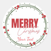 Traditional Custom Round Merry Christmas Label (Voorkant)