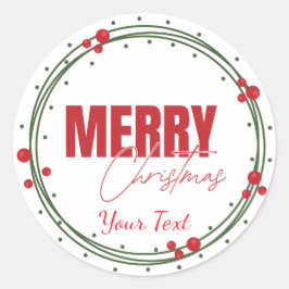 Traditional Custom Round Merry Christmas Label 