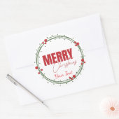 Traditional Custom Round Merry Christmas Label (Envelop)