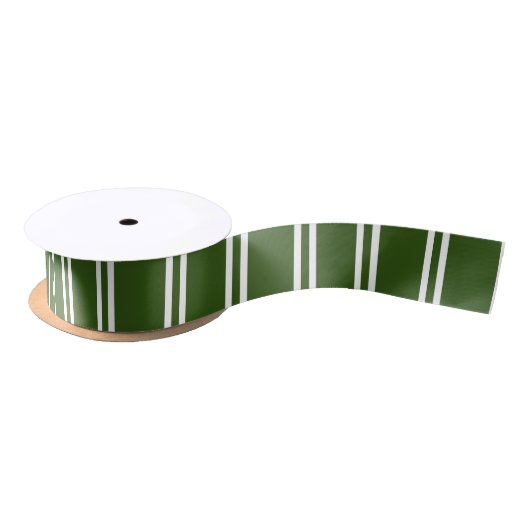 Traditional Dark Green and White Striped Patter Satijnen Lint (Spoel)