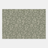 Traditional Dark Green Vintage Christmas Boho Inpakpapier Vel (Voorkant)