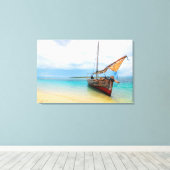 Traditional Dhow, Zanzibar, Tanzania Canvas Afdruk (Insitu (Houten vloer))