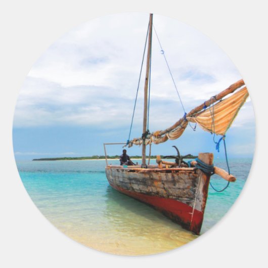 Traditional Dhow, Zanzibar, Tanzania Ronde Sticker (Voorkant)