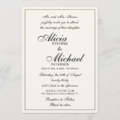 Traditional elegant classic black ivory wedding kaart (Voorkant)