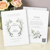 Traditional eucalptus Greenery Wedding QR Code Kaart