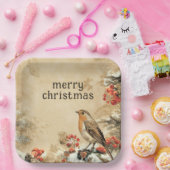 Traditional European Robin Christmas Holiday Papieren Bordje (Feest)