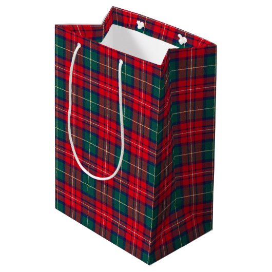 Traditional Festive Tartan Medium Cadeauzakje (Achterkant Gekanteld)