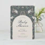 Traditional Floral Arts and Crafts Baby Shower Kaart (Staand voorkant)