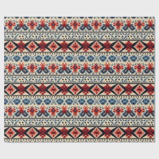 Traditional Folk Embroidery Stripe  Pattern Cadeaupapier (Vlak)