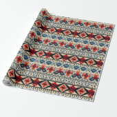 Traditional Folk Embroidery Stripe  Pattern Cadeaupapier (Uitgerold)