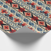 Traditional Folk Embroidery Stripe  Pattern Cadeaupapier (Hoek)