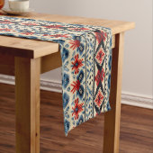Traditional Folk Embroidery Stripe  Pattern Korte Tafelloper (Voorbeeld)