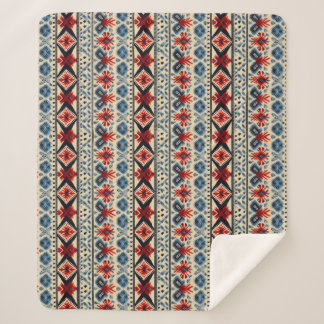 Traditional Folk Embroidery Stripe  Pattern Sherpa Deken