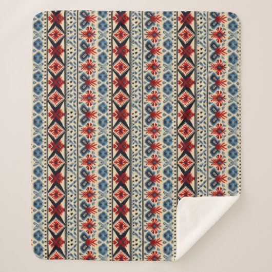 Traditional Folk Embroidery Stripe  Pattern Sherpa Deken (Voorkant)
