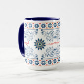 Traditional Folk Floral Pattern Mug Mok (Voorkant links)