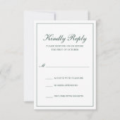 Traditional Formal Elegant Forest Green Wedding RSVP Kaartje (Voorkant)