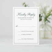 Traditional Formal Elegant Forest Green Wedding RSVP Kaartje (Staand voorkant)