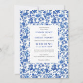 Traditional French Toile Blue Floral Wedding  Kaart (Voorkant)