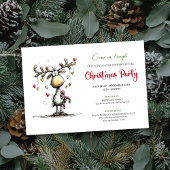 Traditional funny reindeer Christmas party invite Kaart