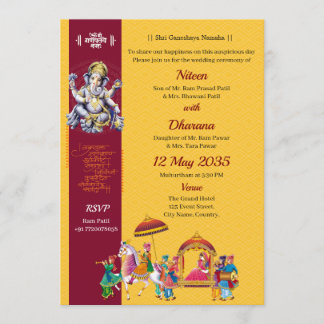 Traditional Ganesha Indian Wedding Invitation Kaart