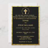 Traditional Gold Christelijk Cross Black Bruiloft Kaart (Voorkant)