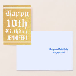 Traditional Gold Foil 10th Birthday met aangepaste Folie Kaarten