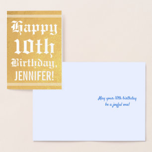 Traditional Gold Foil 10th Birthday met aangepaste Folie Kaarten