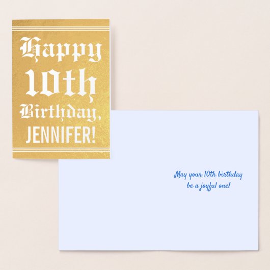 Traditional Gold Foil 10th Birthday met aangepaste Folie Kaarten (Display)