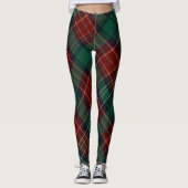 Traditional Green Red Diagonal Tartan Plaid Leggings (Voorkant)
