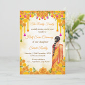 Traditional Half Saree Ceremony Invitation Kaart (Staand voorkant)
