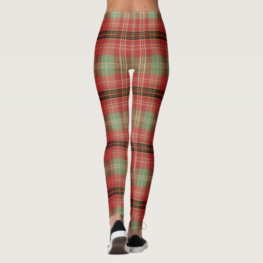 Traditional Holiday Red Green Tartan Plaid Leggings (Achterkant)