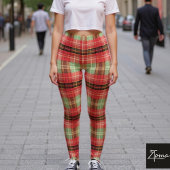 Traditional Holiday Red Green Tartan Plaid Leggings