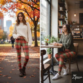 Traditional Holiday Red Green Tartan Plaid Leggings