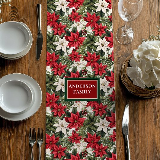 Traditional Holiday Runner Elegant Christmas Flora Medium Tafelloper