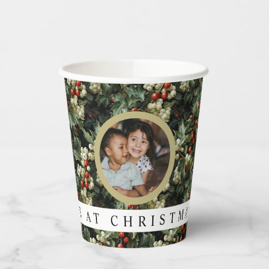 Traditional Holly 1 Photo Papieren Bekers (Links)